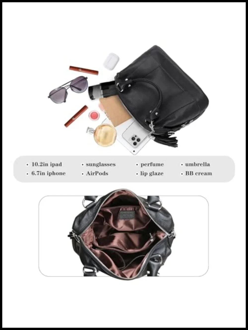 Genuine Leather Satchel Tote Shoulder Handbag with Removable Strap